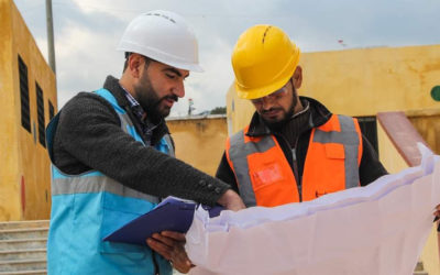 انشاء كتل حمامات wc في مخيم اكدة